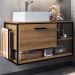 Gabinete Suspenso Banheiro 80 cm Com Cuba Preto Mel P1007 PP