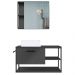 Gabinete Suspenso Banheiro 80 cm Cuba E Espelheira Preto Grafite P1013 PP