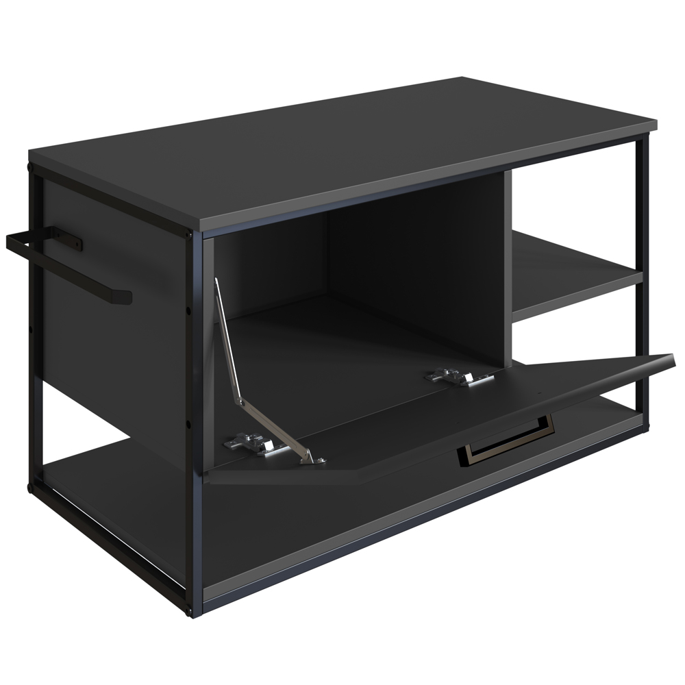 Gabinete Suspenso Banheiro 80 cm Cuba E Espelheira Preto Grafite P1013 PP