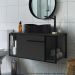 Gabinete Suspenso Para Banheiro 1 PT Basc P1019 Preto Grafite PP
