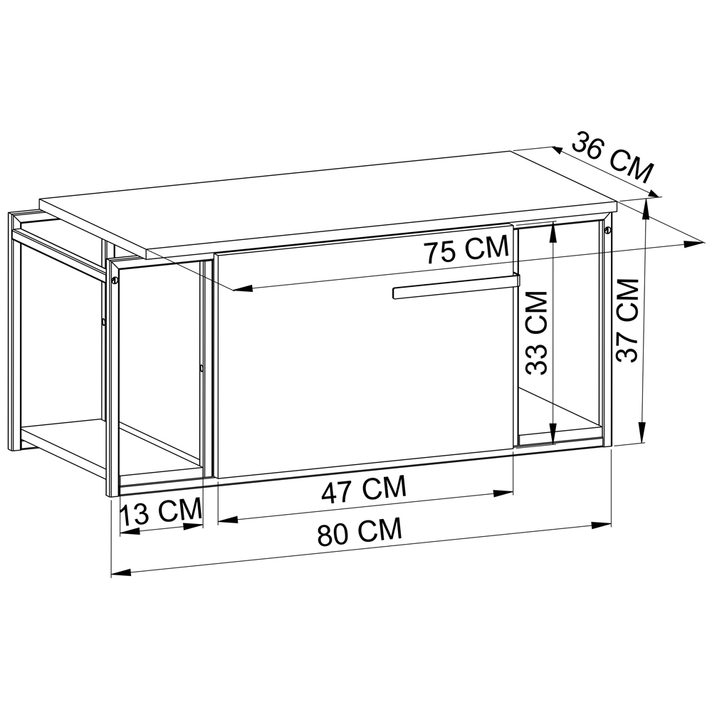 Gabinete Suspenso Para Banheiro 1 PT Basc P1019 Preto Mell PP