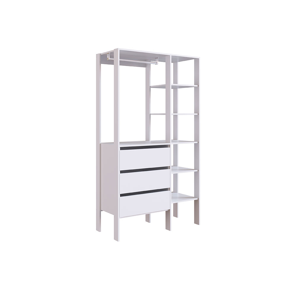 Guarda-Roupa Closet Modulado Dormitório 3 Gavetas Branco
