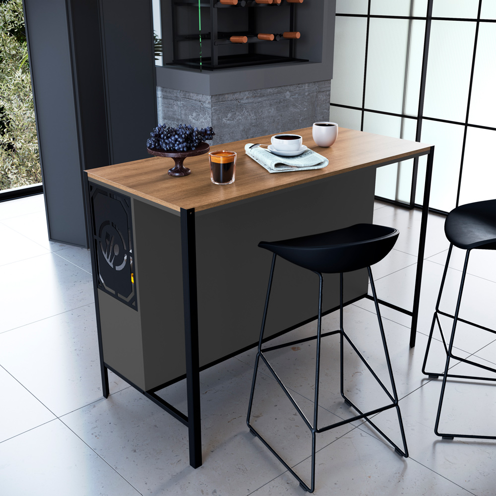 Mesa Bancada Ilha Gourmet 127cm P1034 Grafite Mell PP Milani Store
