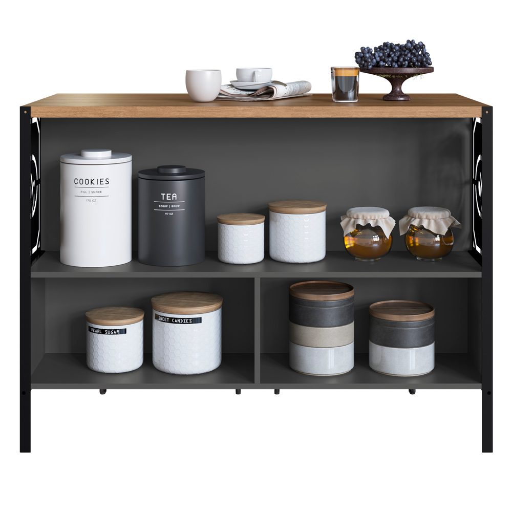Mesa Bancada Ilha Gourmet 127cm P1034 Grafite Mell PP Milani Store