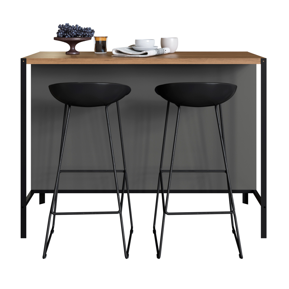 Mesa Bancada Ilha Gourmet 127cm P1034 Grafite Mell PP Milani Store