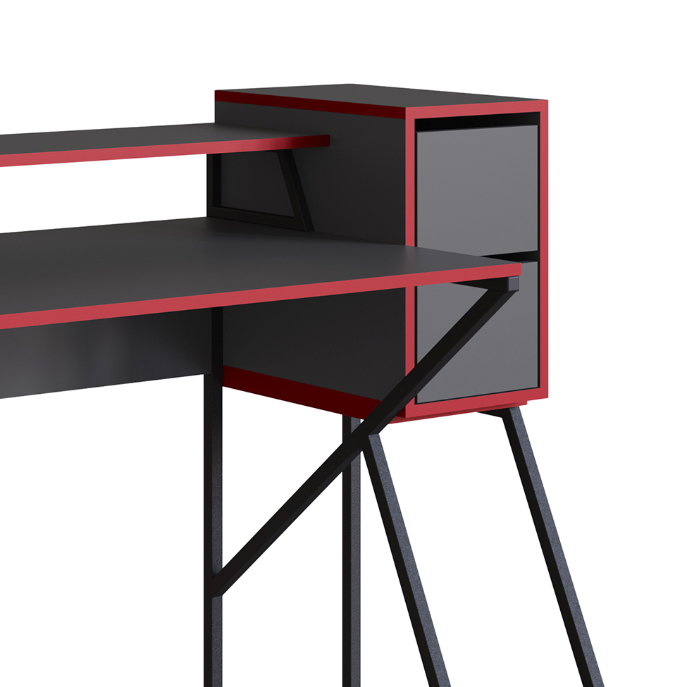 Mesa Gamer Zed 2 GV Grafite e Vermelha