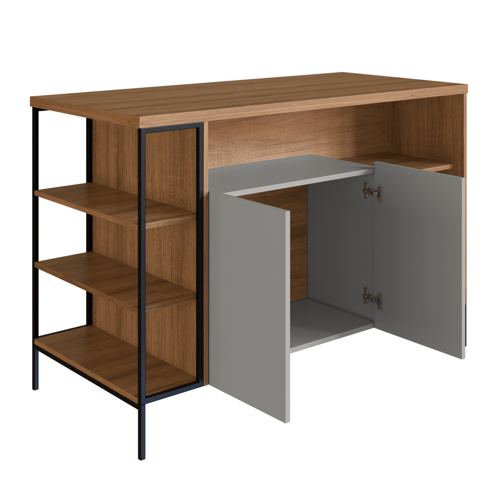 Mesa Ilha Gourmet 131 cm 2 Portas P1035 Arenas Mell PP Milani Store