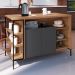 Mesa Ilha Gourmet 131 cm 2 Portas P1035 Grafite Mell PP Milani Store