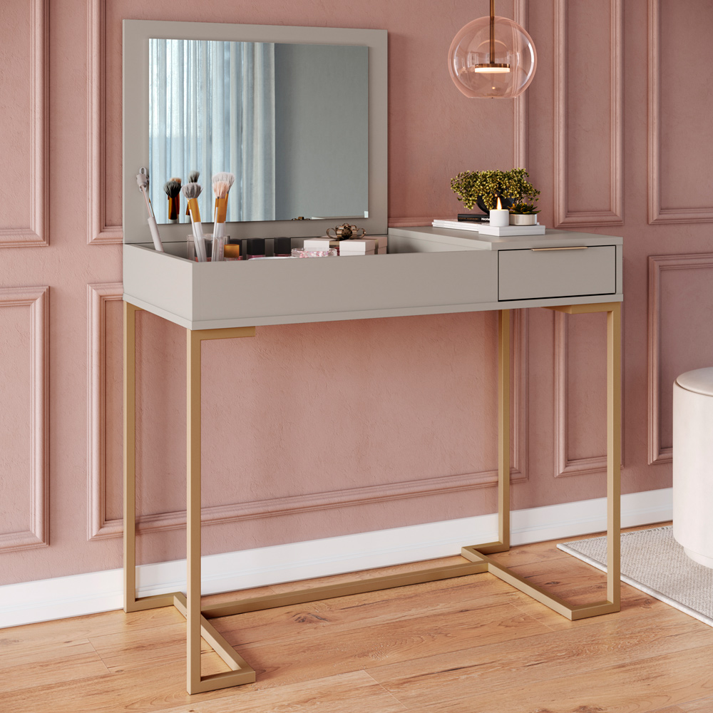 Penteadeira 91 cm Com Espelho Basculante 1 GV P1040 Champagne Arenas PP Milani Store
