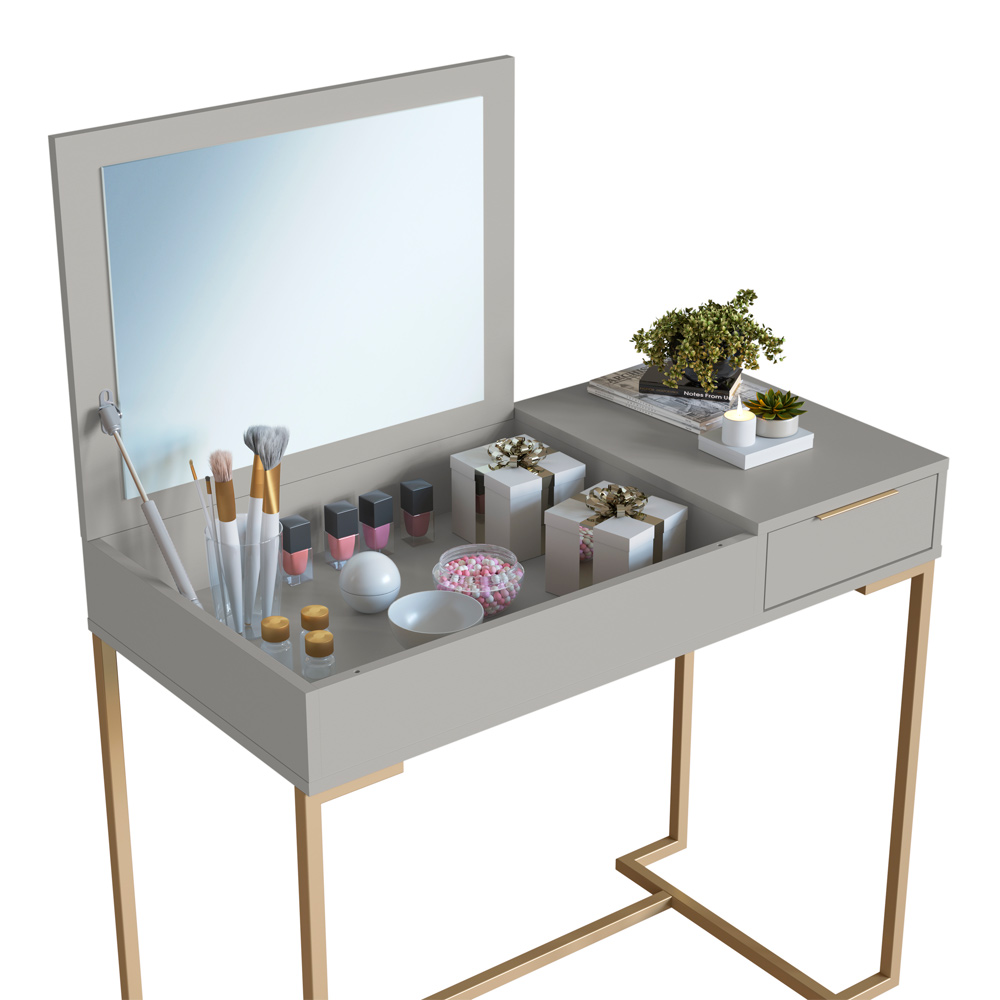 Penteadeira 91 cm Com Espelho Basculante 1 GV P1040 Champagne Arenas PP Milani Store