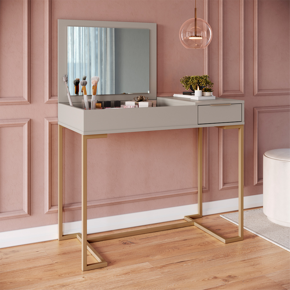 Penteadeira 91 cm Com Espelho Basculante 1 GV P1040 Champagne Arenas PP Milani Store