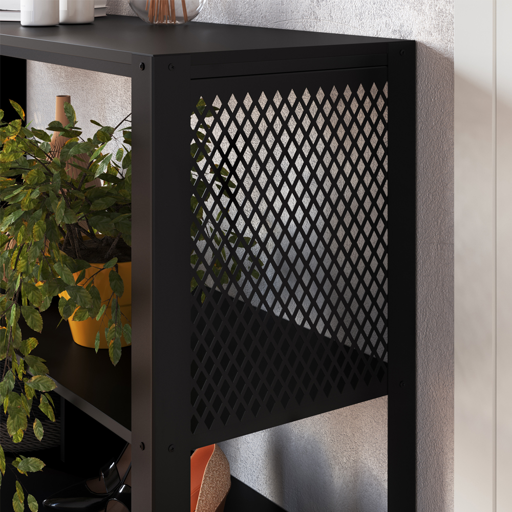 Rack 180 Cm Gaveta Aparador 130 Cm Industrial 17X21 Preto Mell PP
