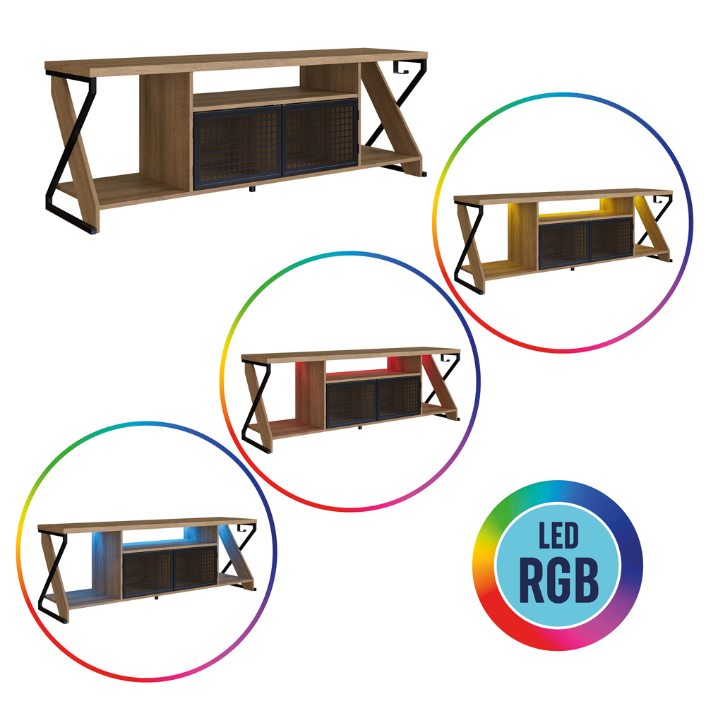 Rack Industrial 160cm Tv 60 com LED P1033 Mell PP Milani Store