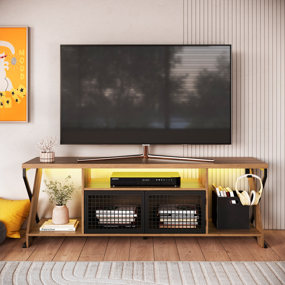 Rack Industrial 160cm Tv 60 com LED P1033 Mell PP Milani Store