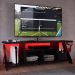 Rack Industrial 160cm Tv 60 com LED P1033 Vermelho Preto PP Milani Store