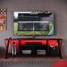 Rack Industrial 160cm Tv 60 com LED P1033 Vermelho Preto PP Milani Store