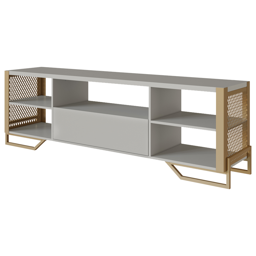 Rack Industrial 180 Cm Gaveta E Tela Em Metal 1017 Arenas Dourado PP