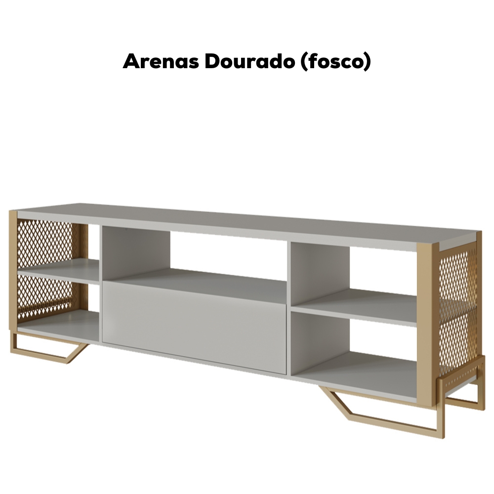 Rack Industrial 180 Cm Gaveta E Tela Em Metal 1017 Arenas Dourado PP