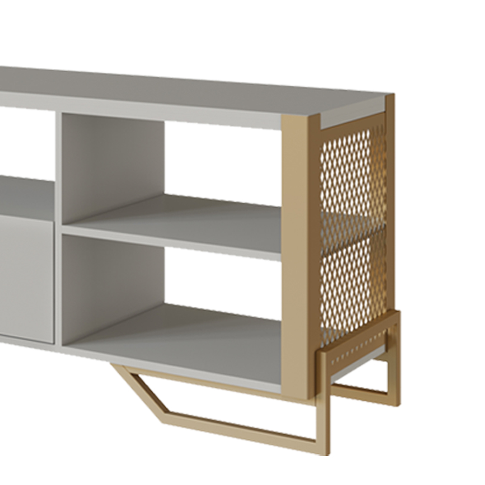 Rack Industrial 180 Cm Gaveta E Tela Em Metal 1017 Arenas Dourado PP