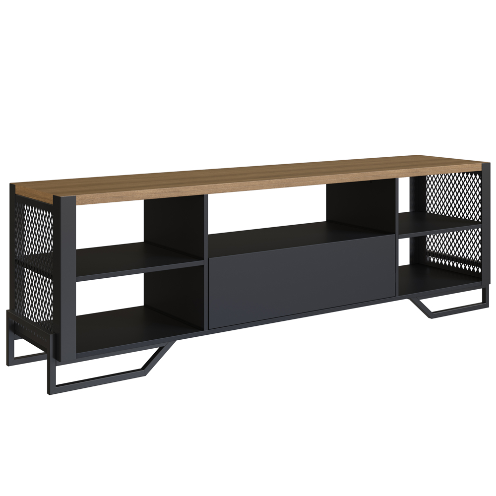 Rack Industrial 180 Cm Gaveta E Tela Em Metal 1017 Preto Mell PP