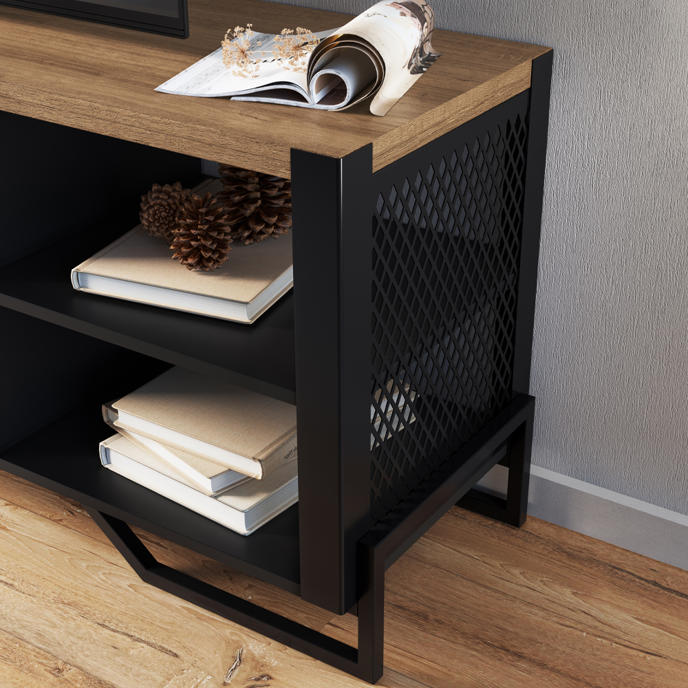 Rack Industrial 180 Cm Gaveta E Tela Em Metal 1017 Preto Mell PP