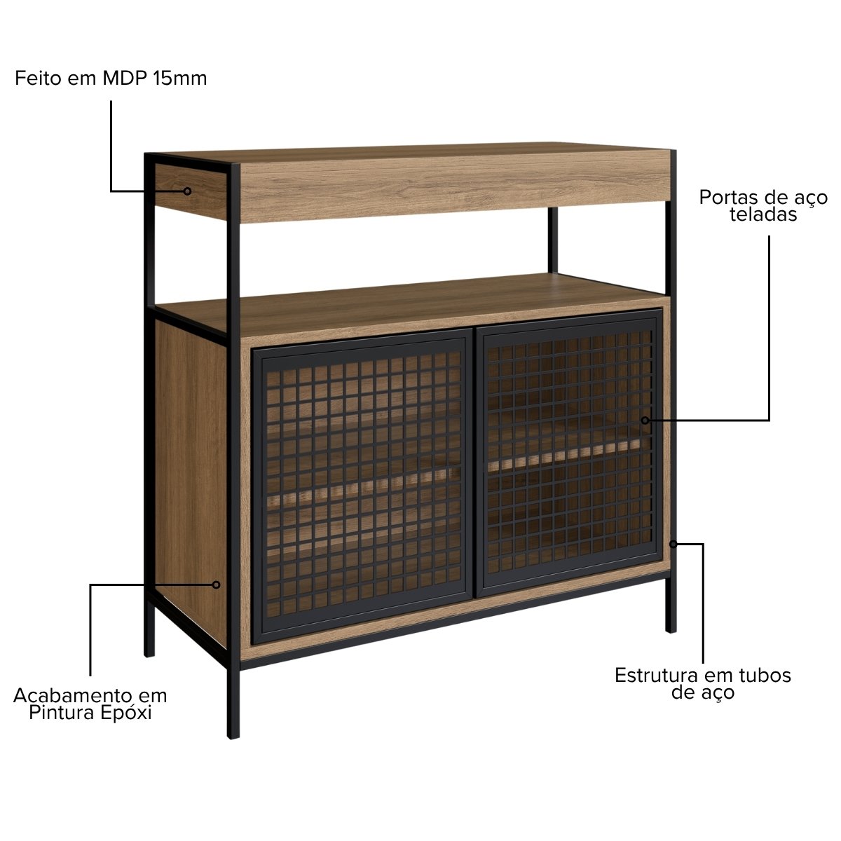 Armário Gabinete para Banheiro Industrial com Portas de Metal sem Cuba Mel