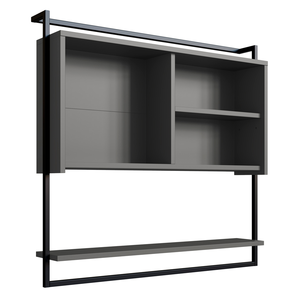 Armario Espelheira 80 cm Com Toalheiro P1043 Grafite PP Milani Store