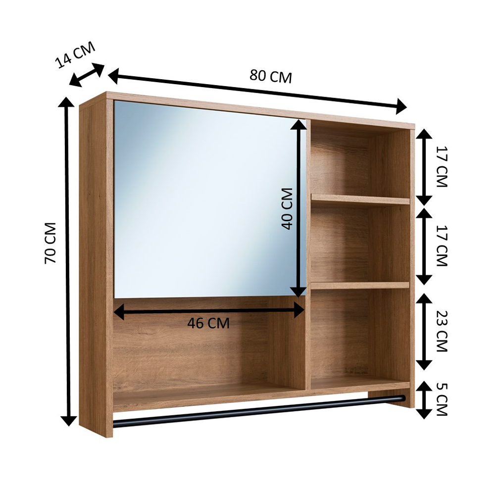 Armario Espelheira Suspenso 80cm 1 Porta P1042 Mell PP Milani Store