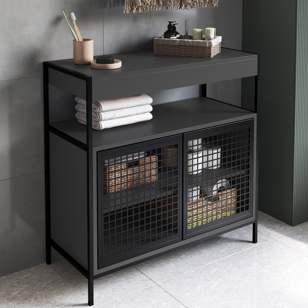 Armario Gabinete Industrial Banheiro P1038 Grafite PP Milani Store