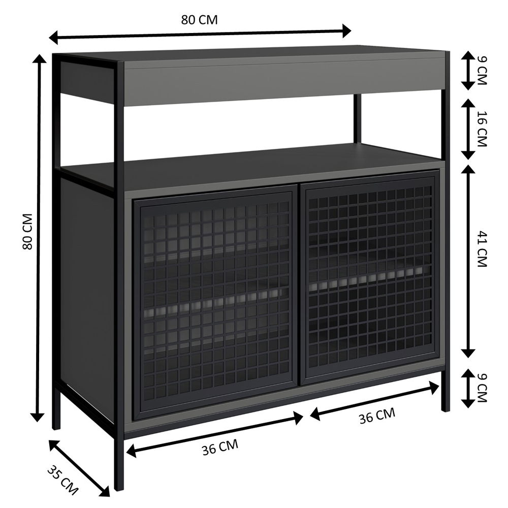 Armario Gabinete Industrial Banheiro P1038 Grafite PP Milani Store