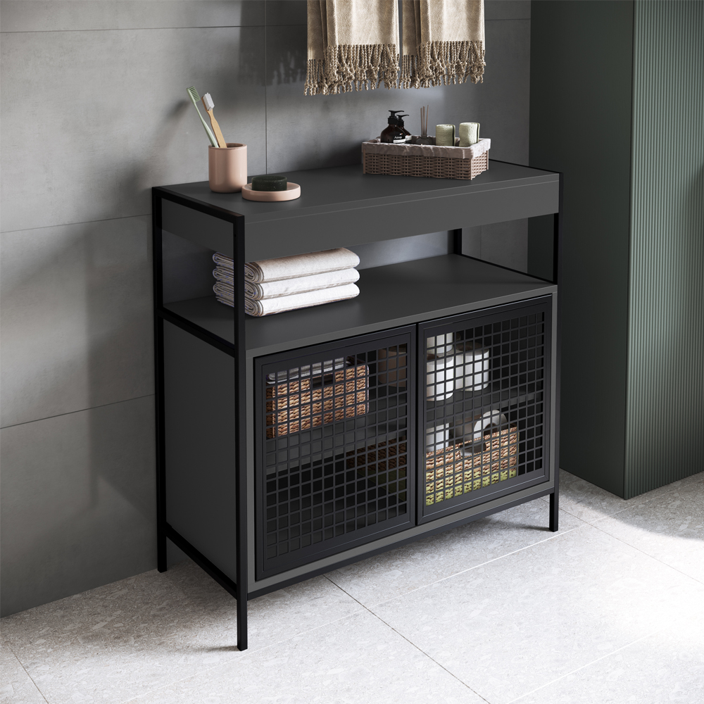 Armario Gabinete Industrial Banheiro P1038 Grafite PP Milani Store