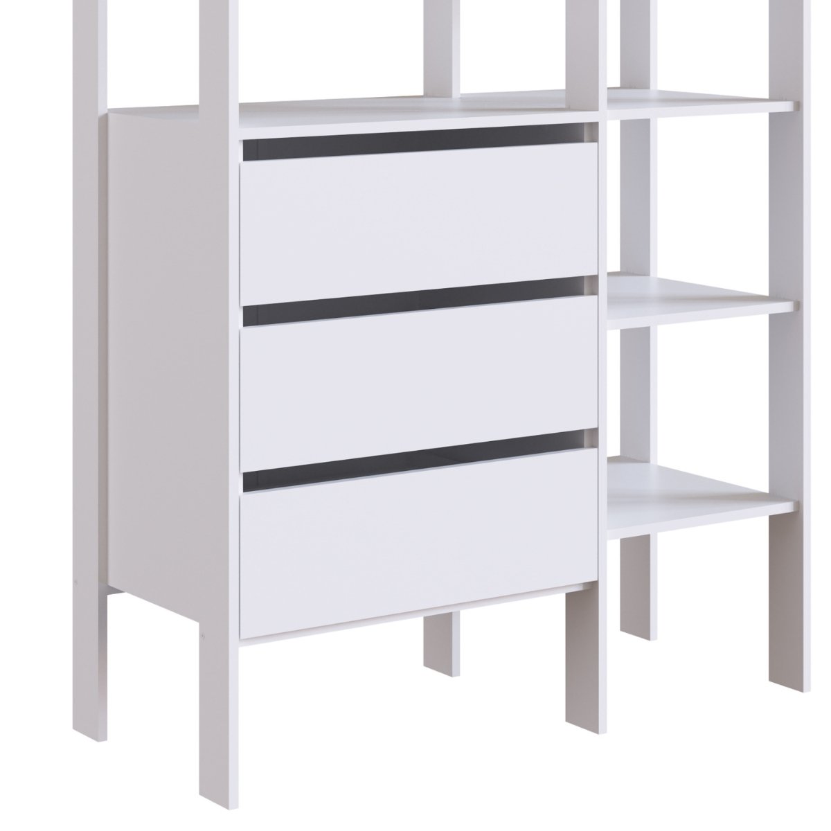 Closet Industrial 3 Gavetas com Cabideiro Branco