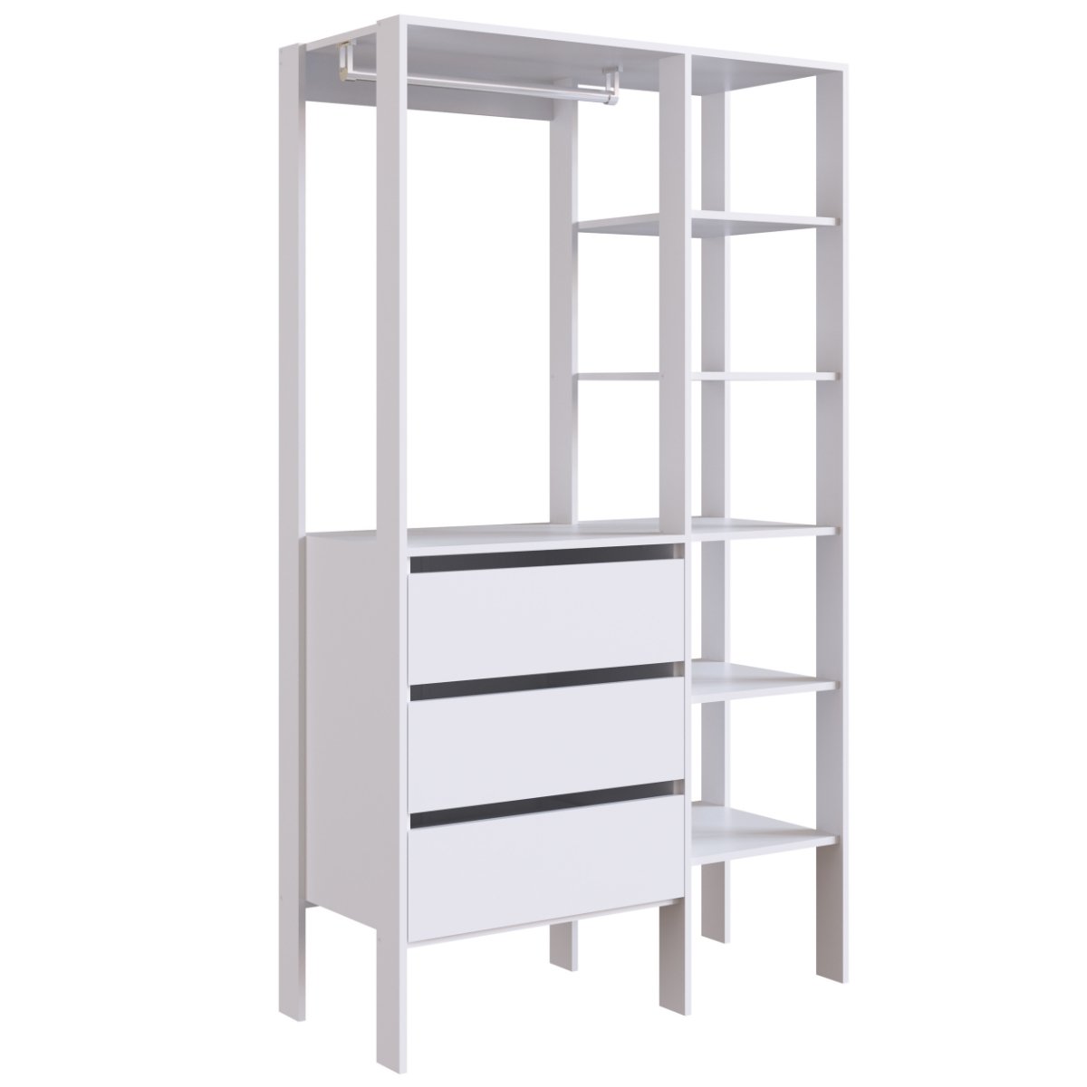 Closet Industrial 3 Gavetas com Cabideiro Branco