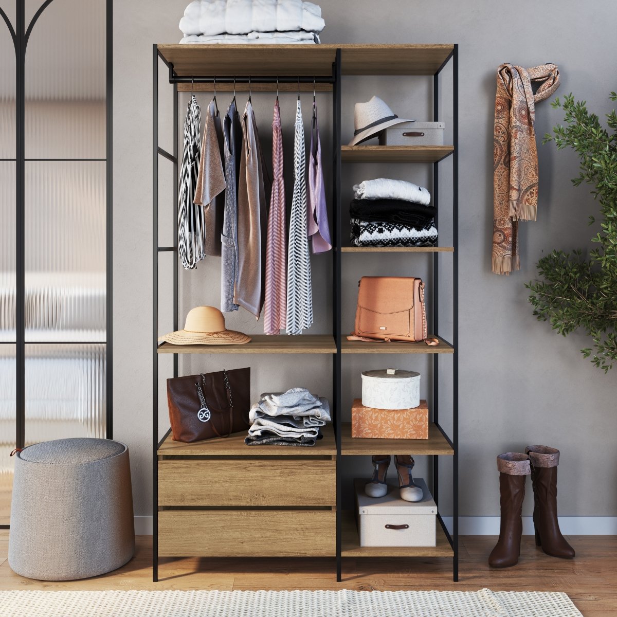 Closet Industrial com Estrutura Metálica Preto / Mel