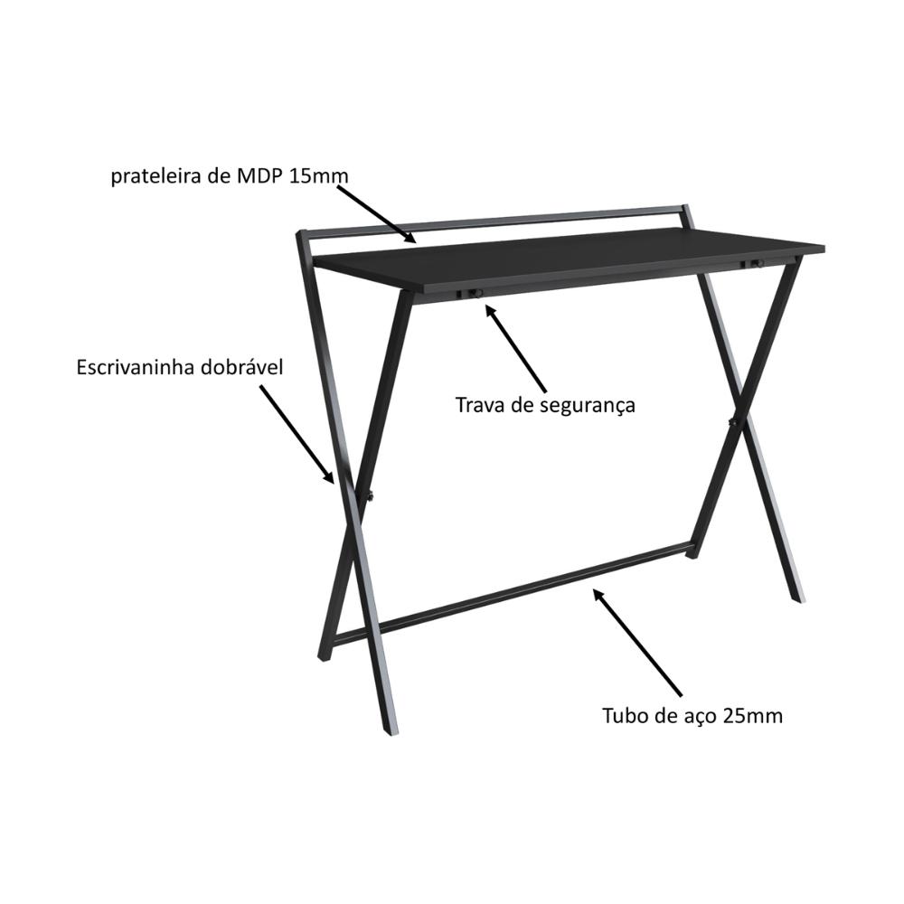 Escrivaninha Dobrável Simples Escritório Notebook Portátil P1022 Grafite