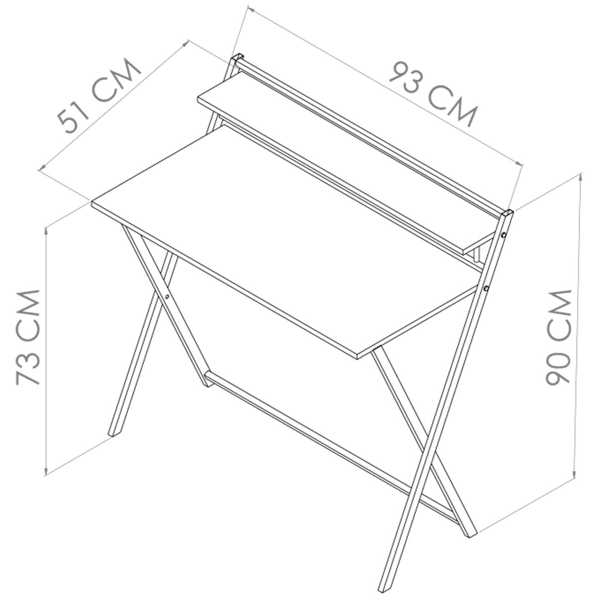 Escrivaninha Industrial Dobrável para Notebook Preto / Noce Oro