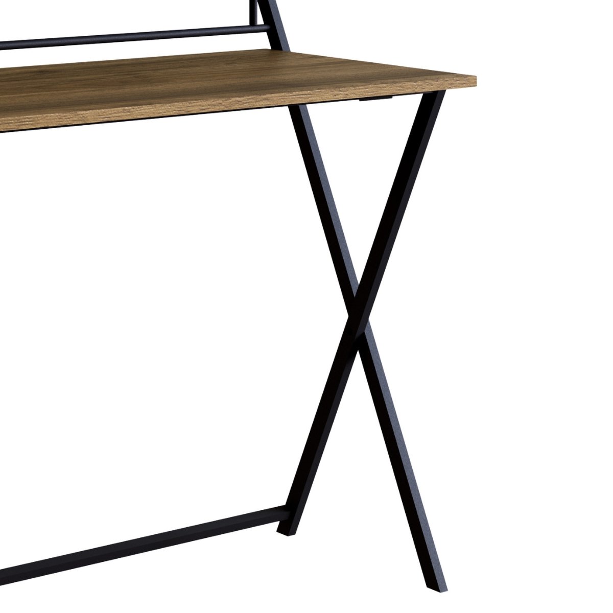 Escrivaninha Industrial Dobrável para Notebook Preto / Noce Oro