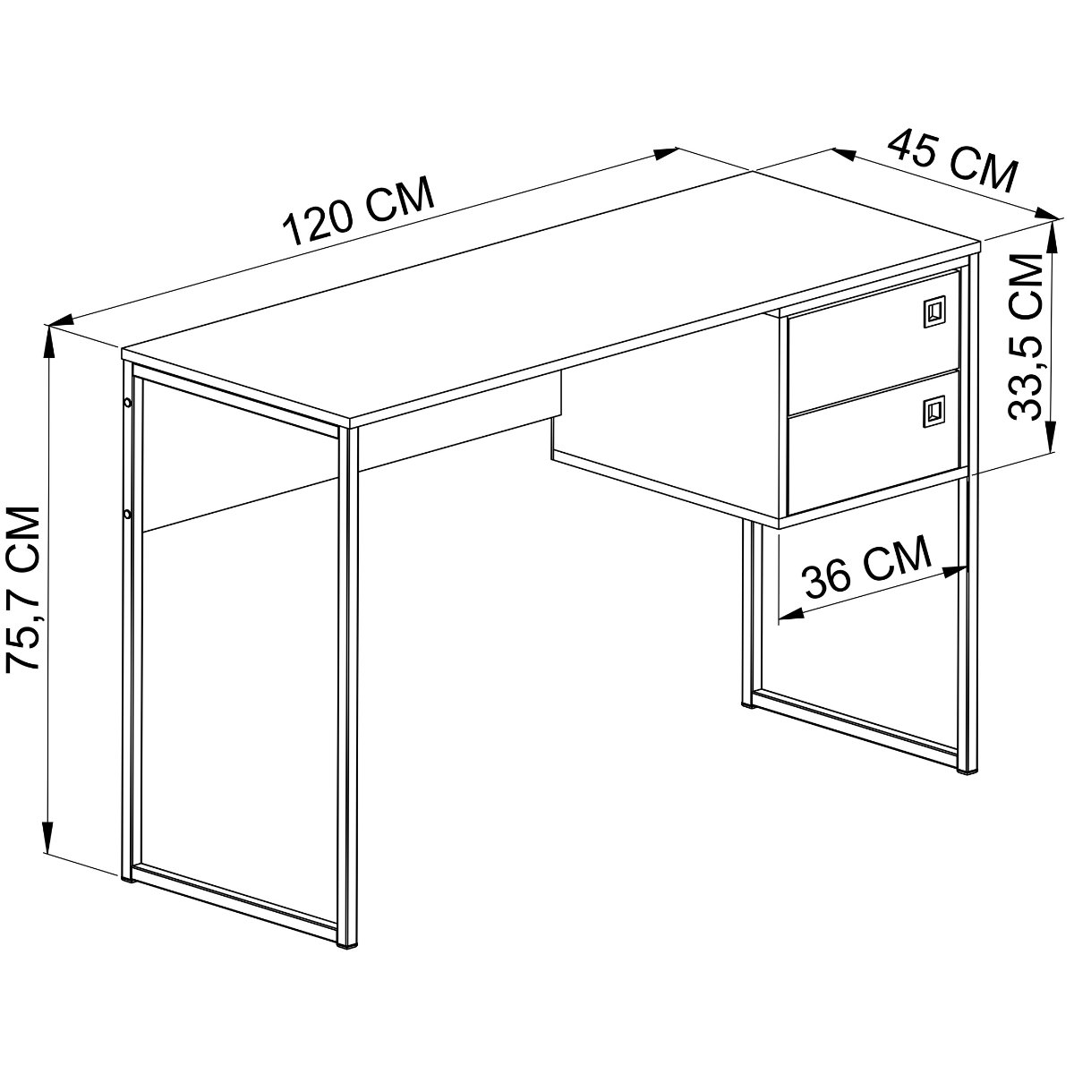 Escrivaninha Mesa de Computador Industrial 2 Gavetas Branco