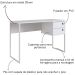 Escrivaninha Mesa de Computador Industrial 2 Gavetas Branco