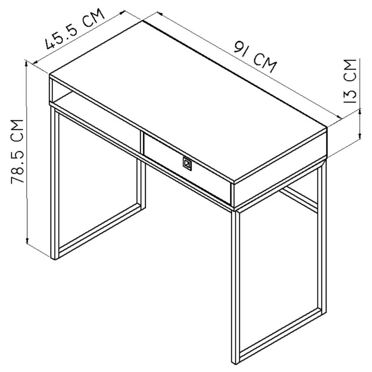 Escrivaninha Mesa de Computador Industrial com Gaveta e Nicho Mel