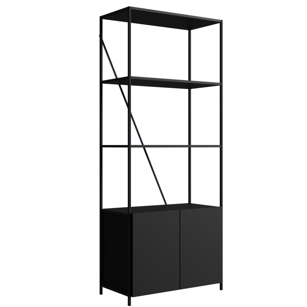 Estante Industrial com 2 Portas e Estrutura Metálica Preto