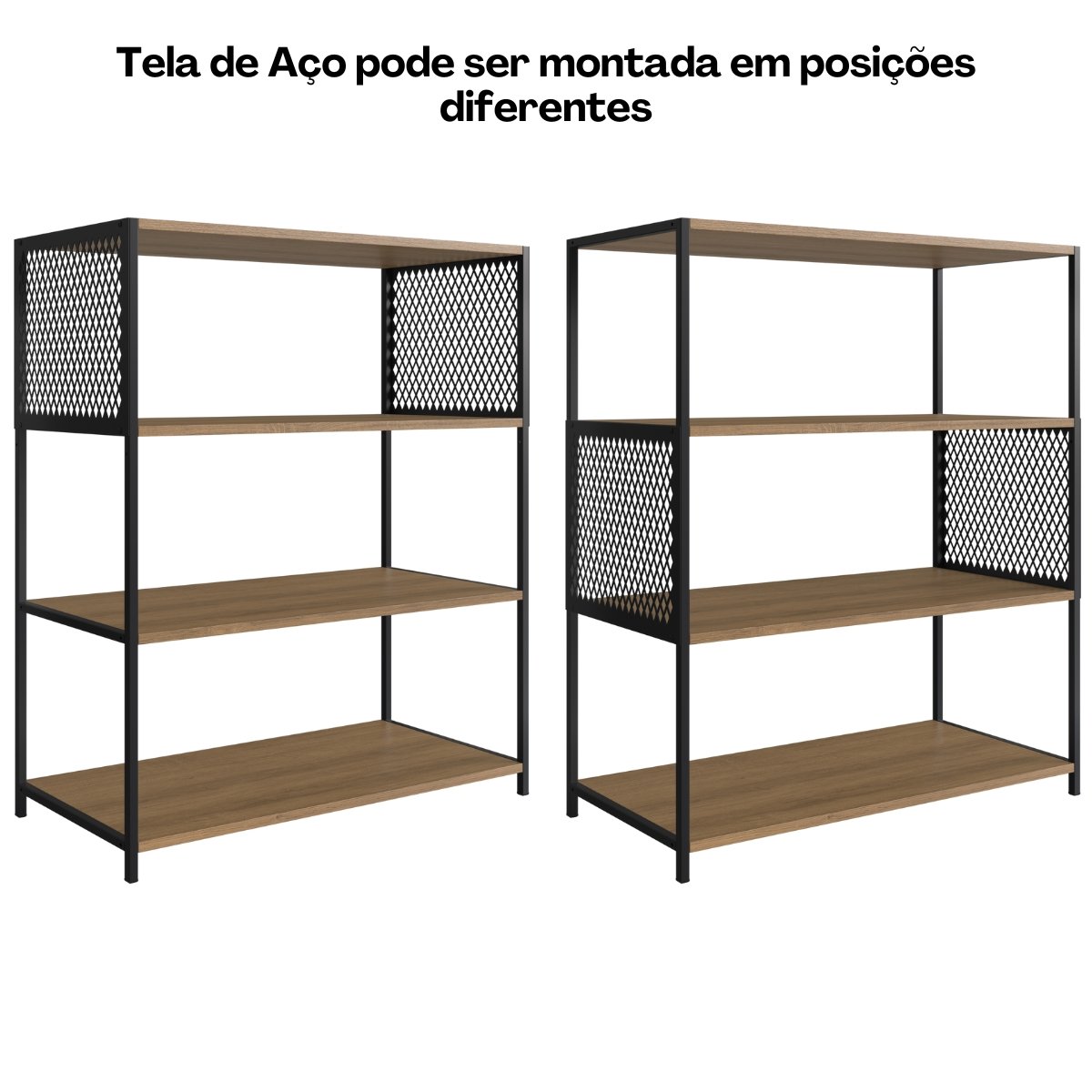 Estante Industrial e Aparador Com 3 Prateleiras Mel