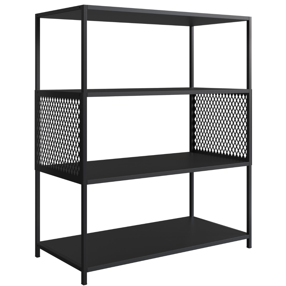 Estante Industrial e Aparador Com 3 Prateleiras Preto