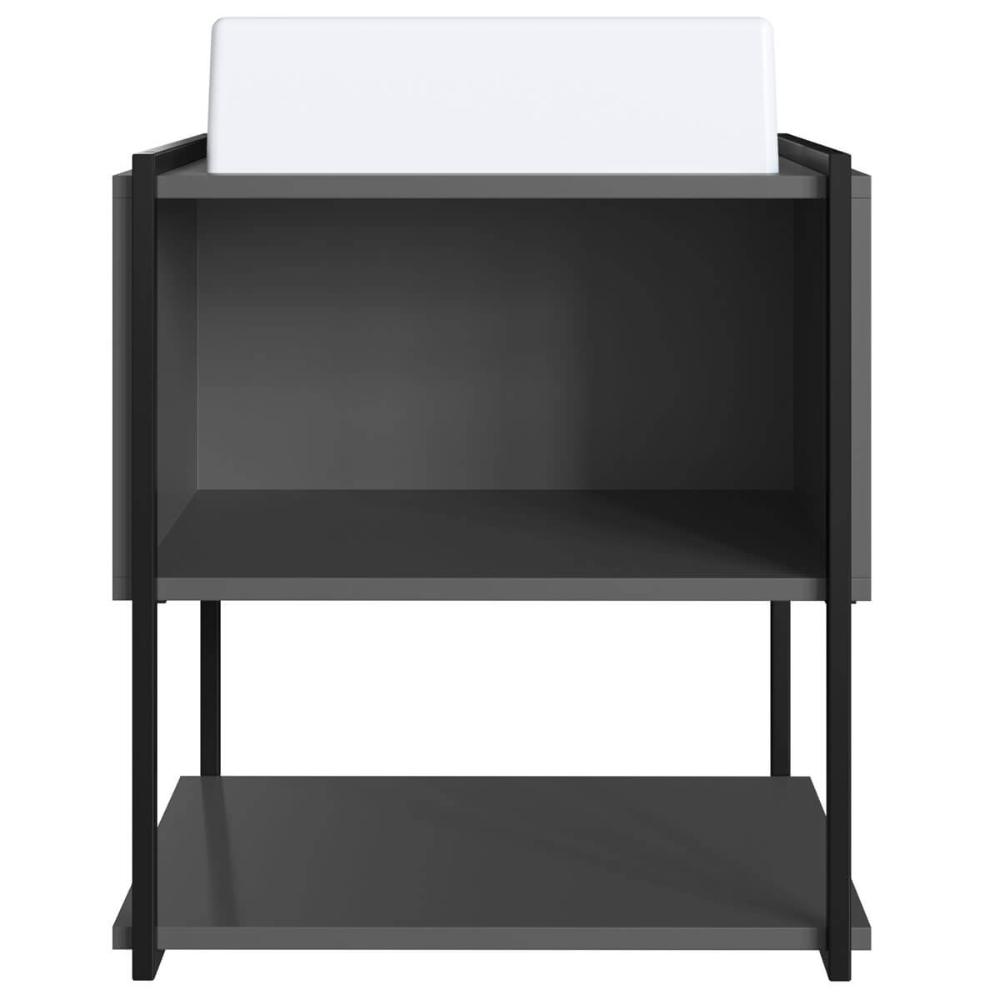 Gabinete Suspenso Banheiro 50x38,5x54cm Porta e Cuba Grafite Industrial