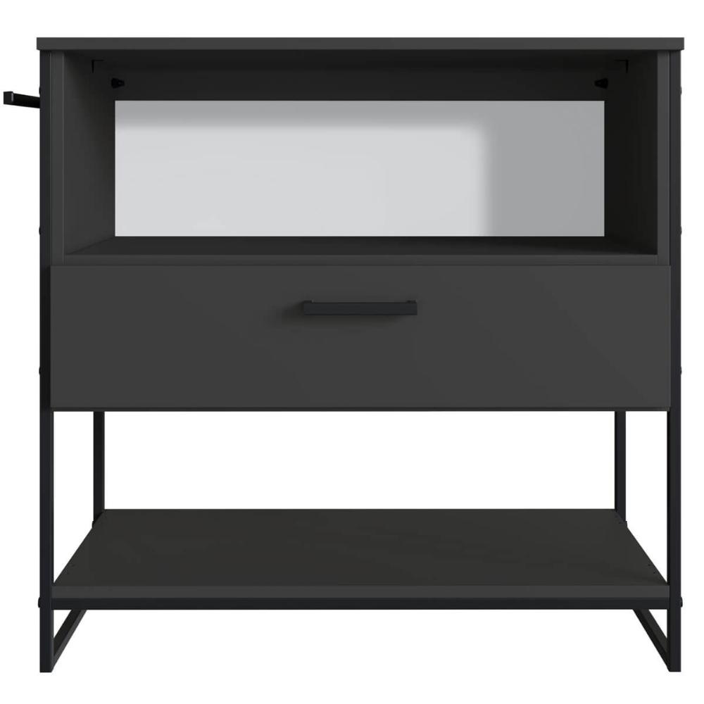 Gabinete para Banheiro 80x37x79cm Preto Grafite Placa e Ponto P1028