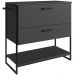 Gabinete para Banheiro 80x37x79cm Preto Grafite Placa e Ponto P1028