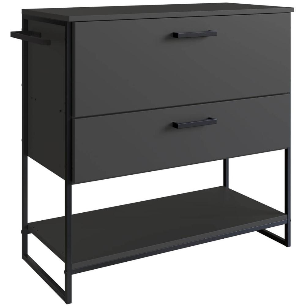 Gabinete para Banheiro 80x37x79cm Preto Grafite Placa e Ponto P1028