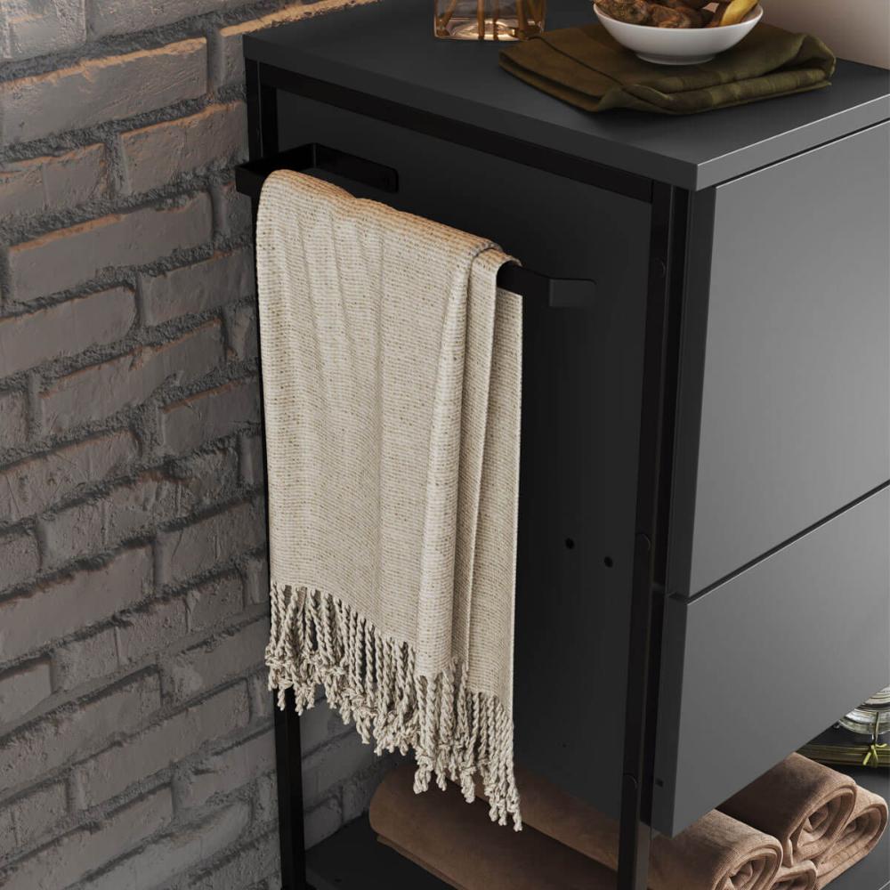 Gabinete para Banheiro 80x37x79cm Preto Grafite Placa e Ponto P1028