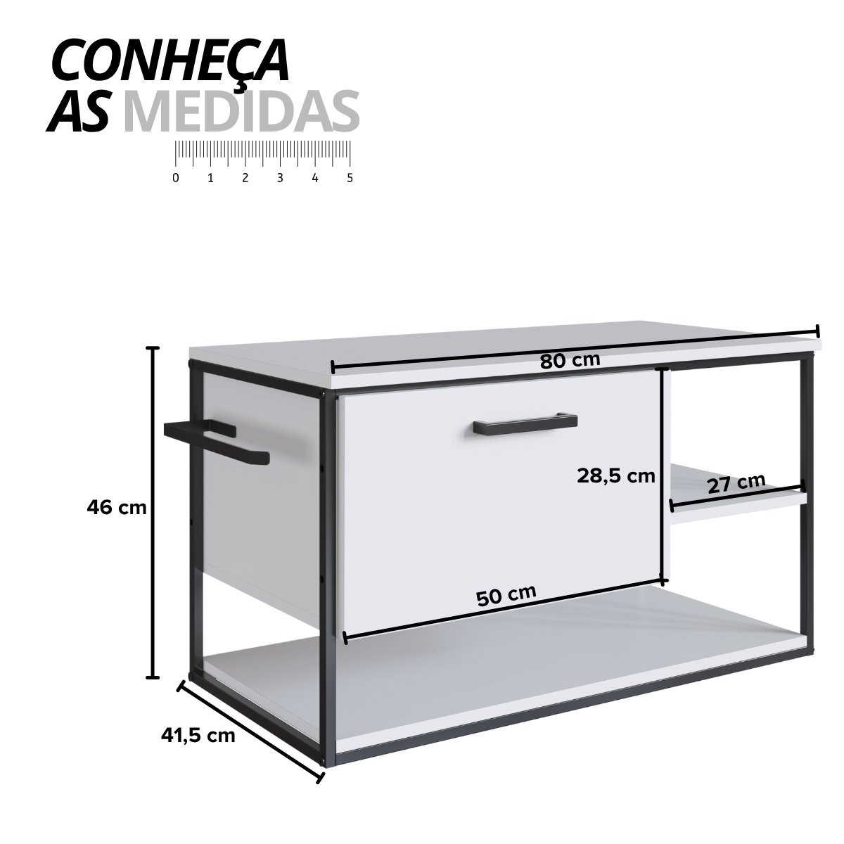 Gabinete para Banheiro Industrial Suspenso com Porta Basculante Branco