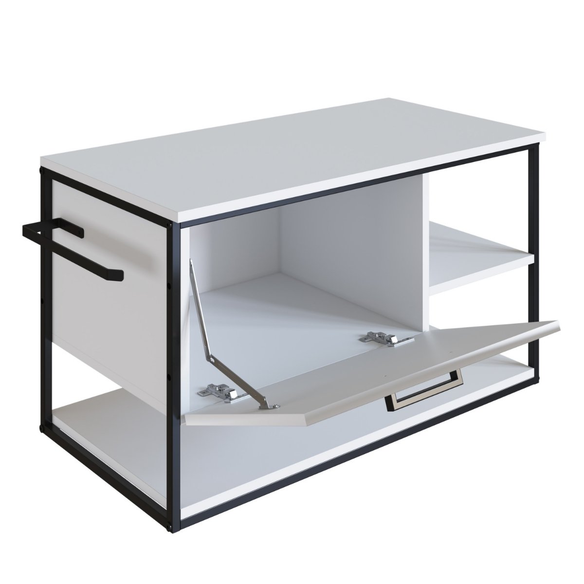 Gabinete para Banheiro Industrial Suspenso com Porta Basculante Branco